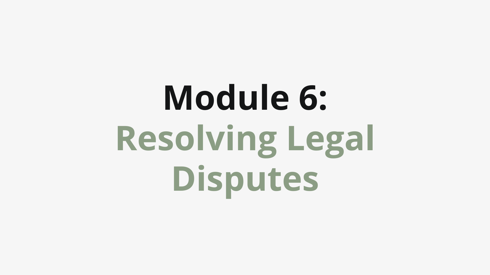 Resolving Legal Disputes